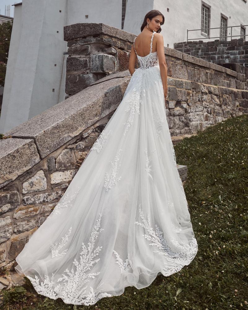 124105 sexy beaded wedding dress with overskirt and spaghetti straps2